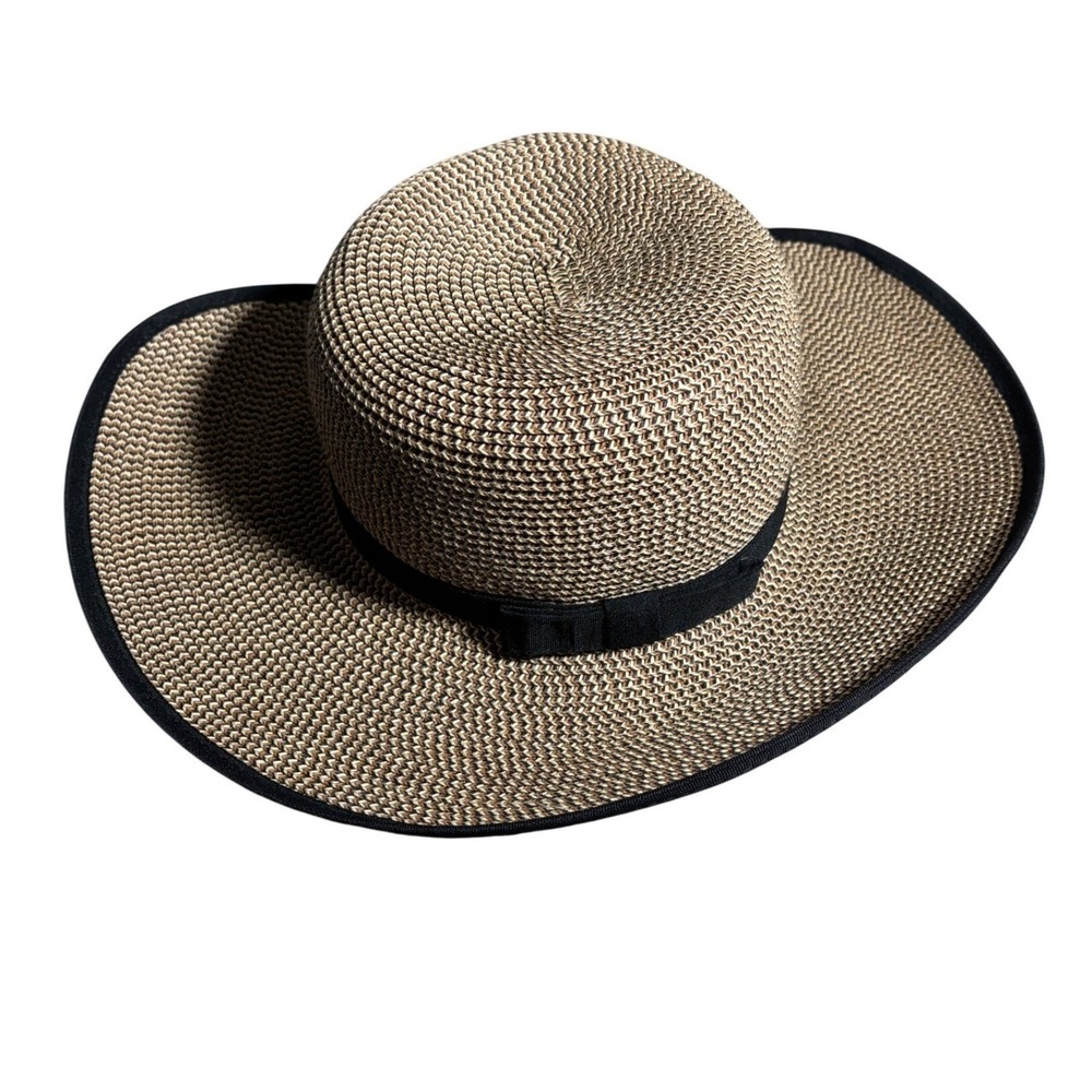 Karen Keith Med Headwear Woven Straw Sun Hat Ponytail Cutout Beach Coastal Pool
